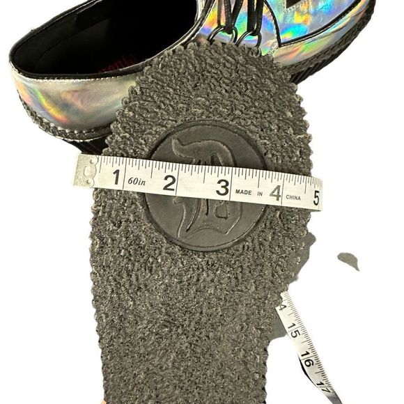 DEMONIA | Silver holographic lightning bolt platform creeper women’s shoes - Picture 13 of 14